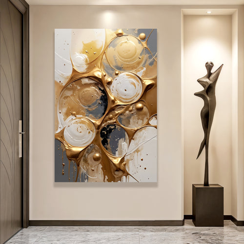 Black And Gold Abstract Splashes Wall Art