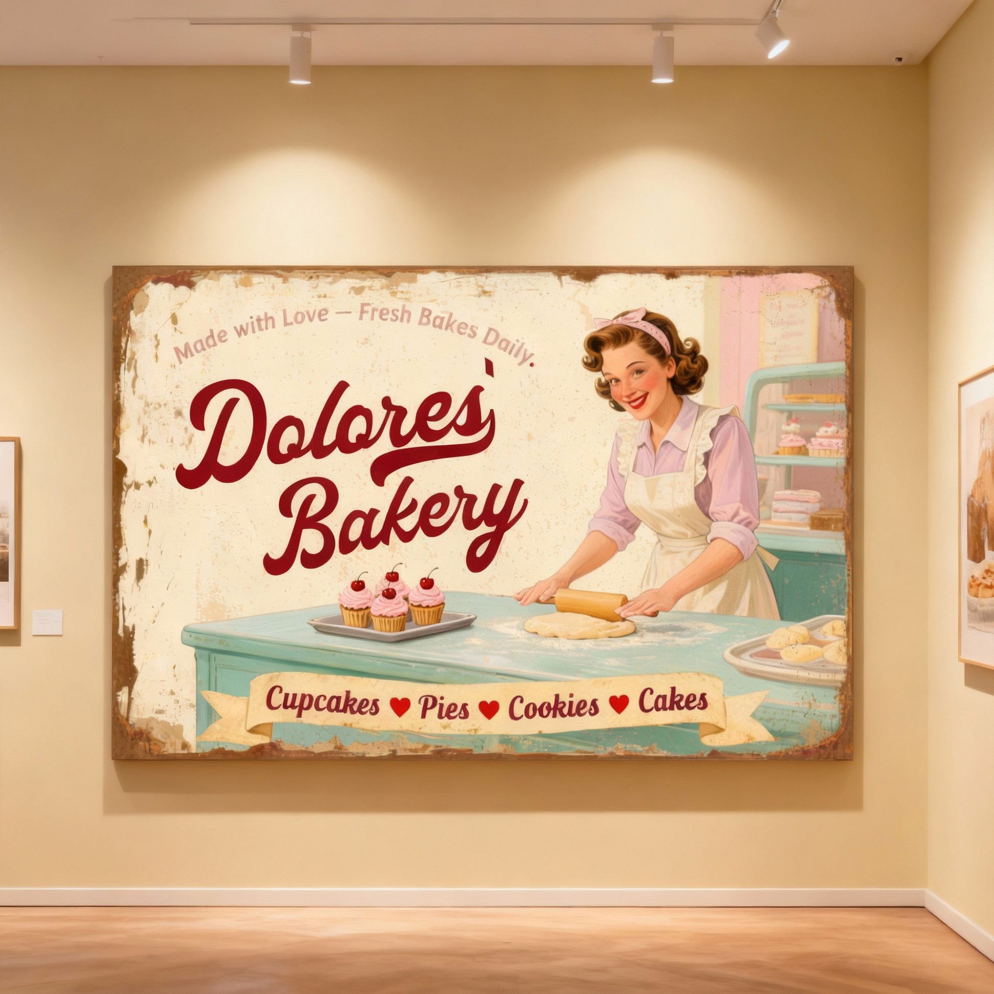 Vintage Mom's Bakery Farmhouse Wall Sign