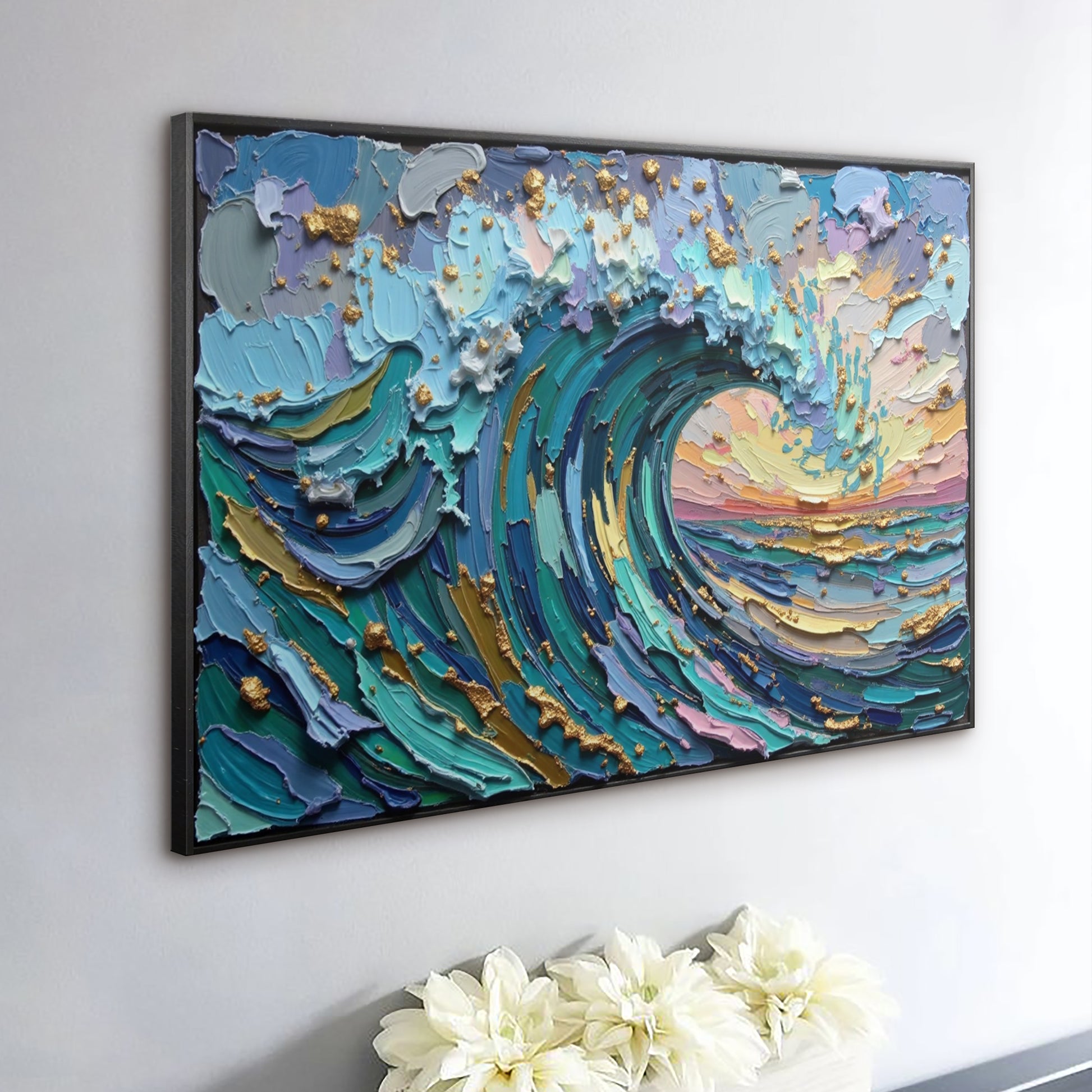 Golden Tide Impasto Wall Art