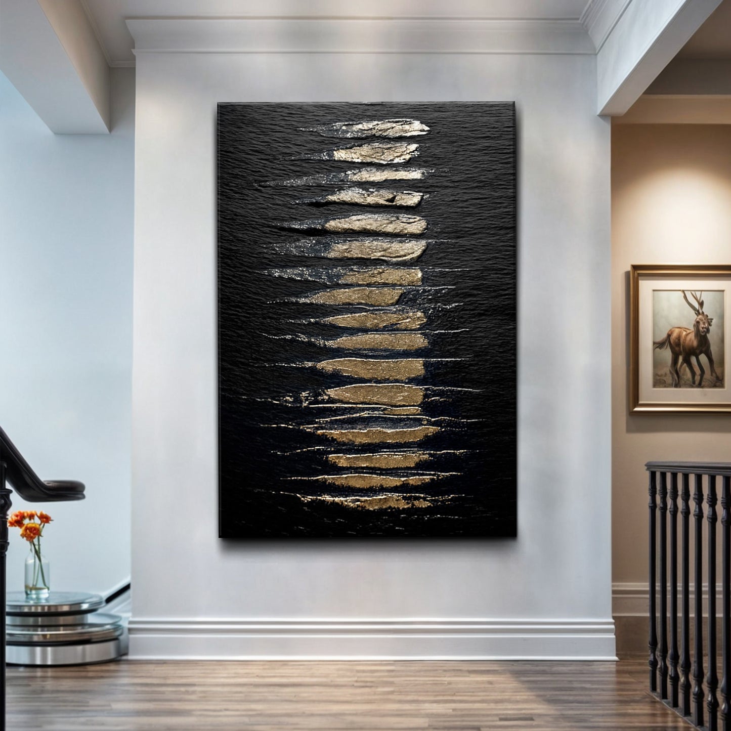 Black And Gold Abstract Minimalist Wall Art