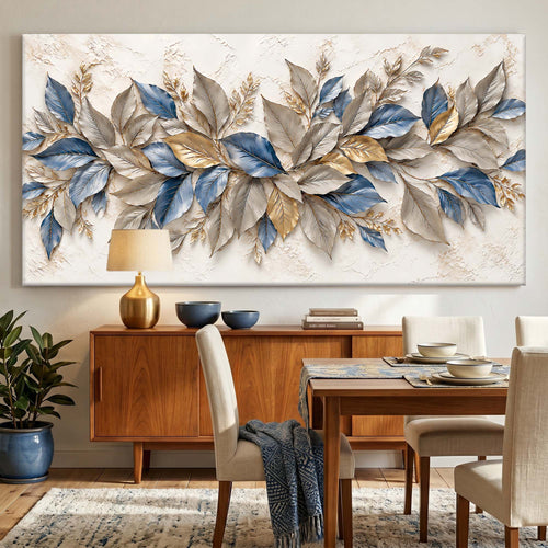 Blue & Gold Botanical Leaves