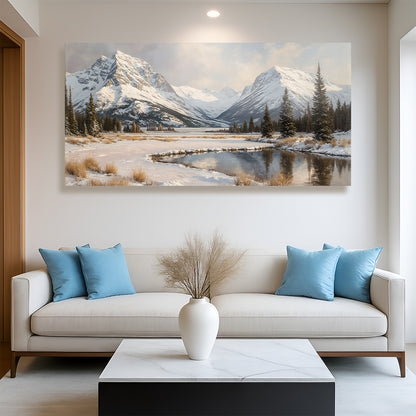 Panoramic Winter Mountain Wall Art