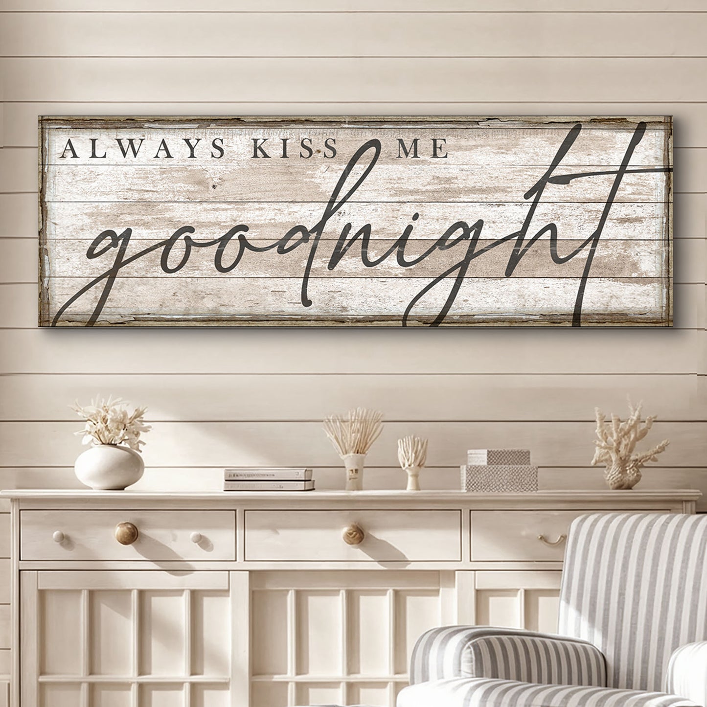 Always Kiss Me Goodnight Bedroom Sign II