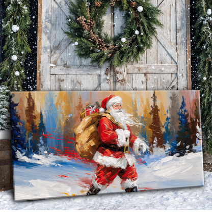 Vintage Santa in the Snow Wall Art II