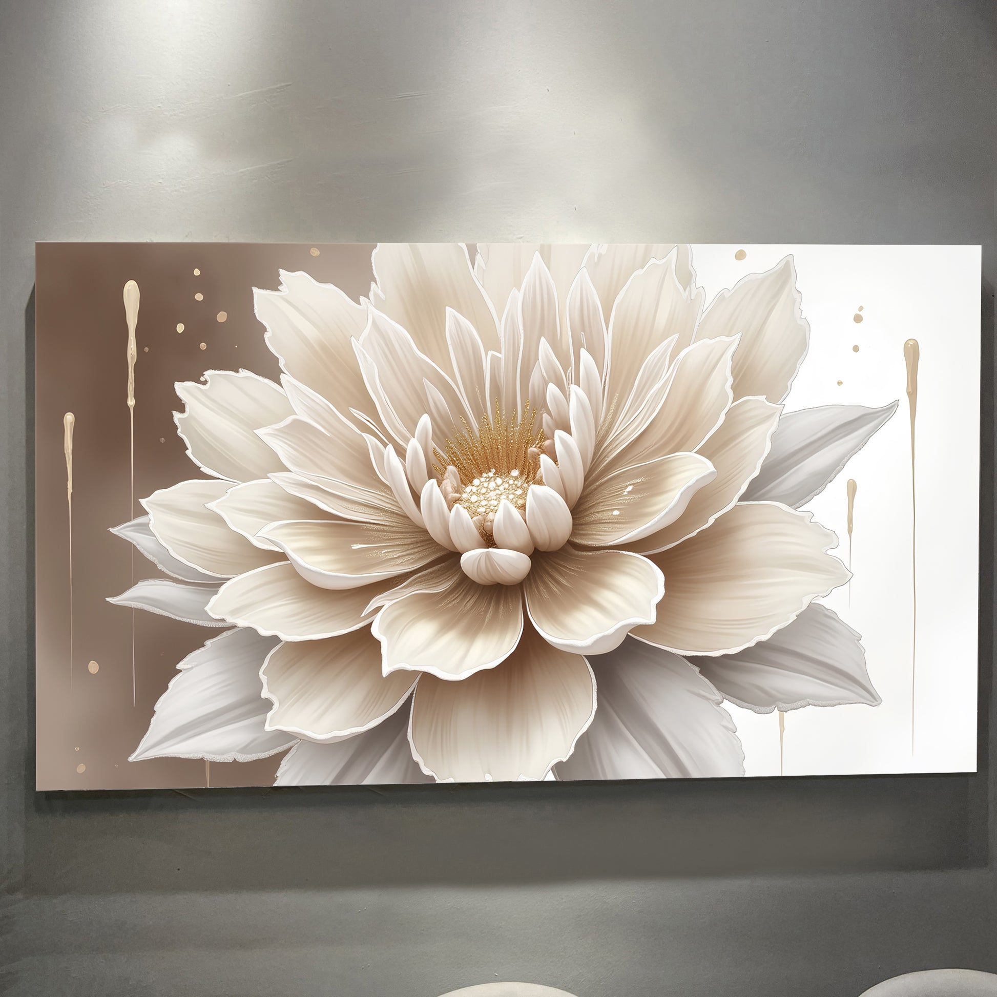 Single Beige Flower Abstract Wall Art