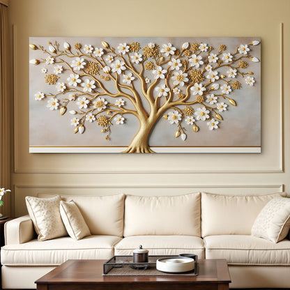 3D White And Gold Tree of Life Wall Art