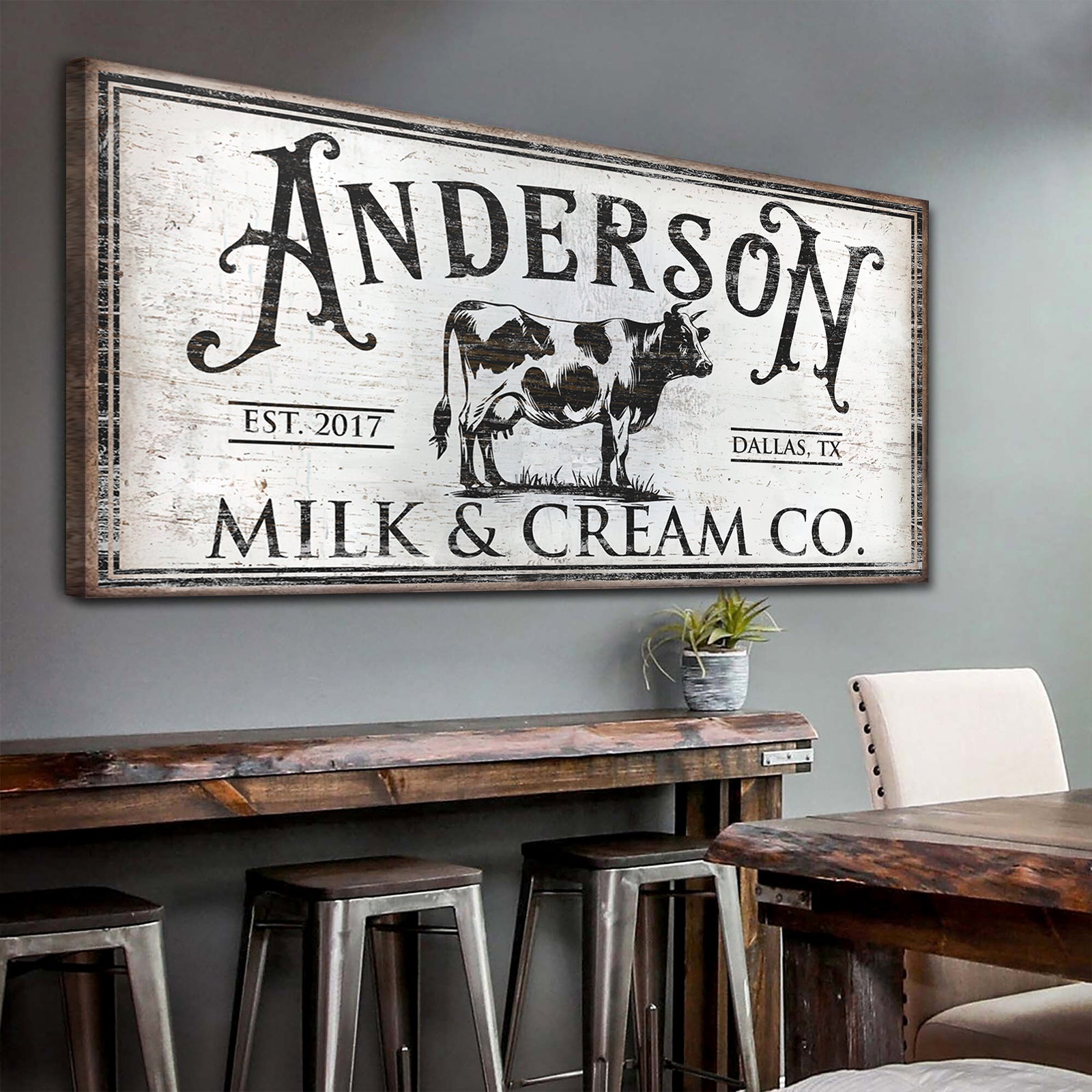 Personalized Milk & Cream Co Sign  - Image by Tailored Canvases