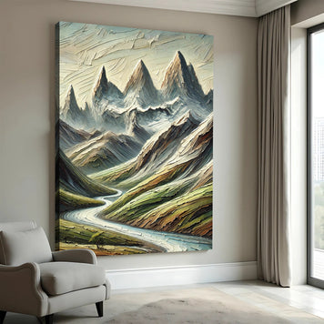 Abstract Mountain and River Landscape Wall Art II