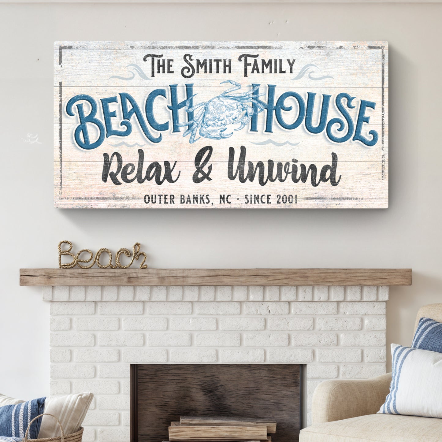 Beach House Sign IV Style 1 - Image by Tailored Canvases