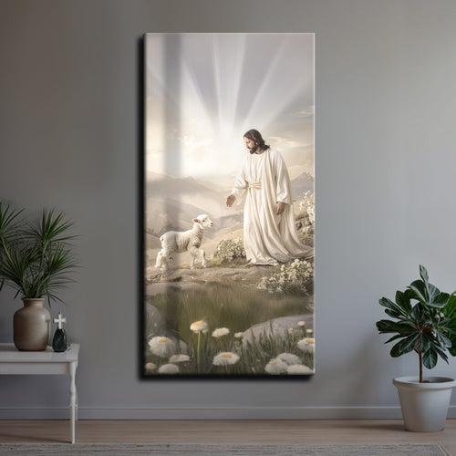Jesus Protects The Lamb From Wolves Faith Wall Art XII