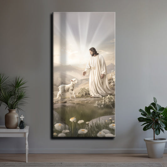 Jesus Protects The Lamb From Wolves Faith Wall Art XII