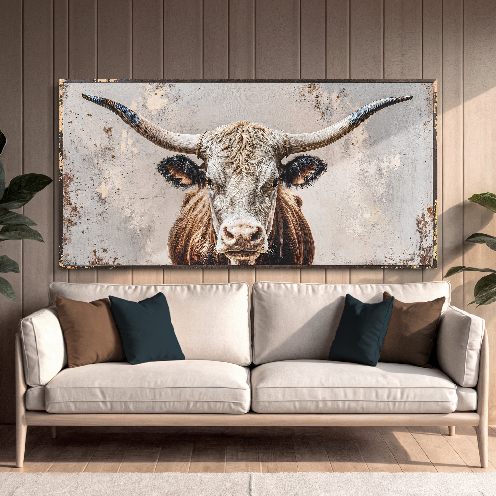 Texas Longhorn Gaze Abstract Wall Art