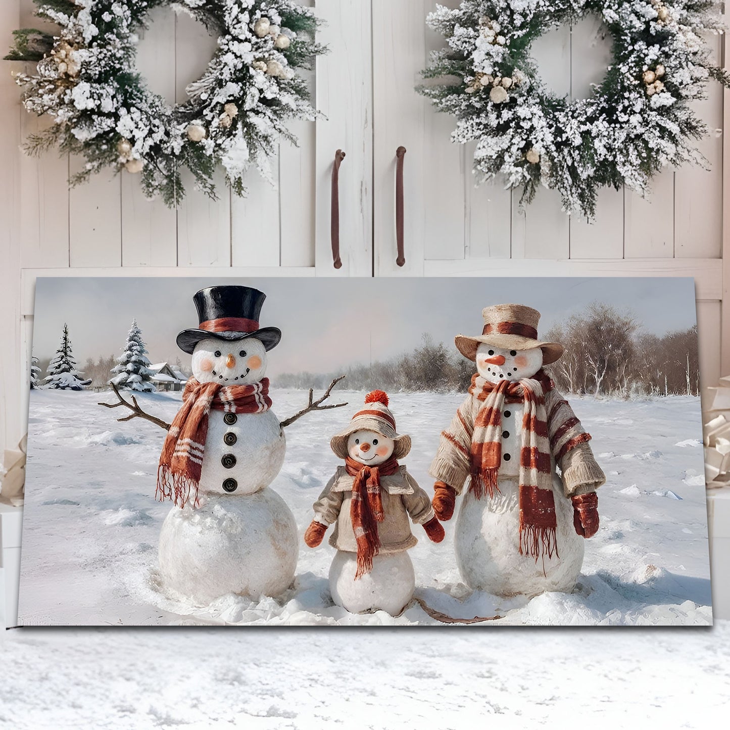 Snowman Smiles Christmas Wall Art