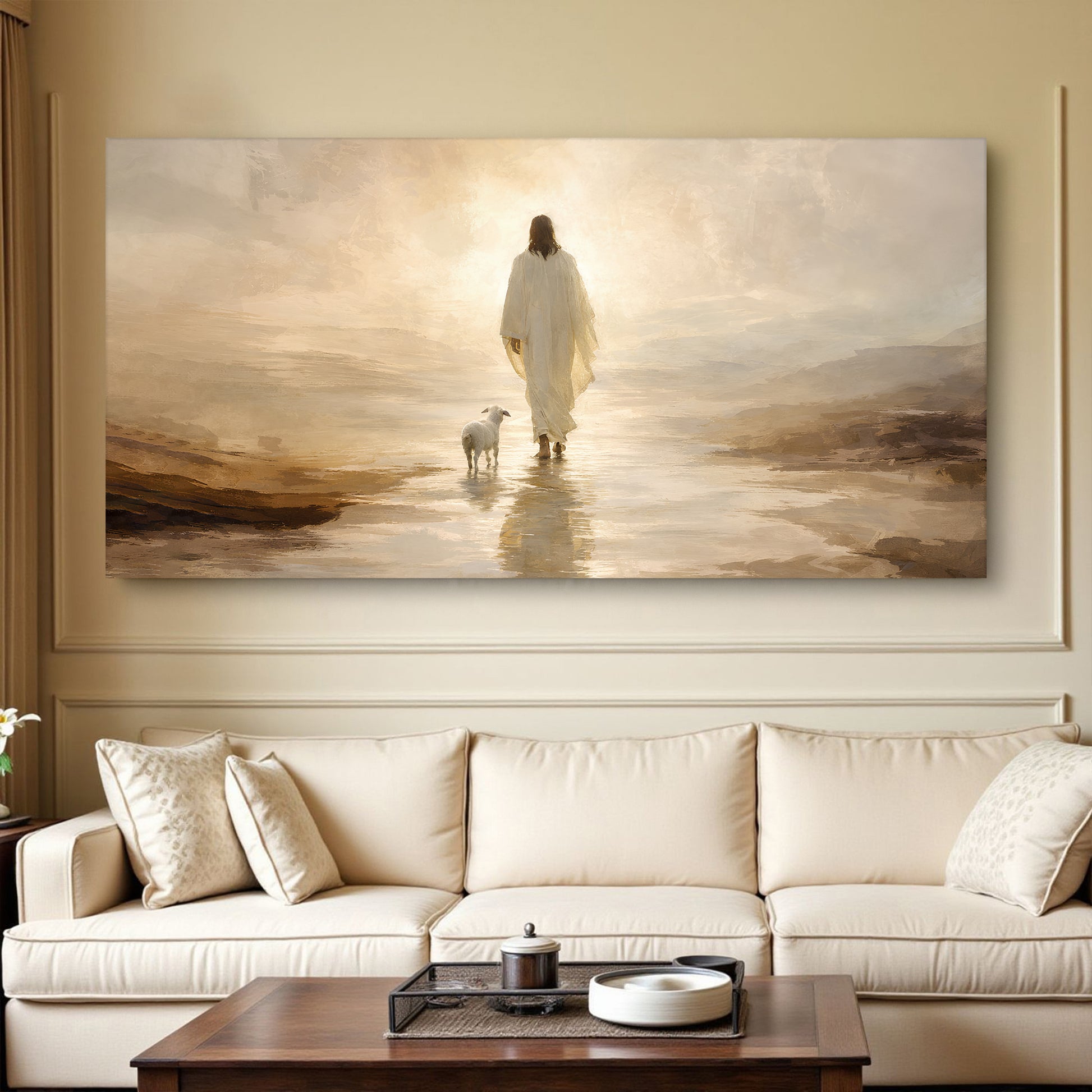 Jesus Leaves With Sheep Wall Art