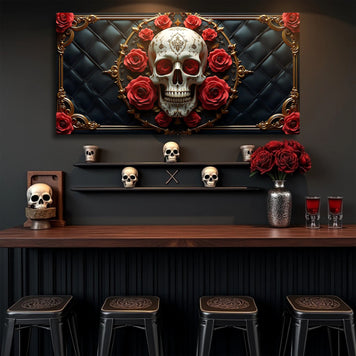 3D Rose and Skull Wall Art VII