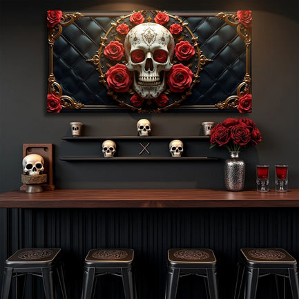 3D Rose and Skull Wall Art VII