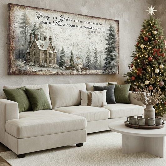 Luke 2:14 Vintage Christmas Wall Sign