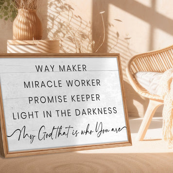 My God Way Maker Miracle Worker Faith Sign