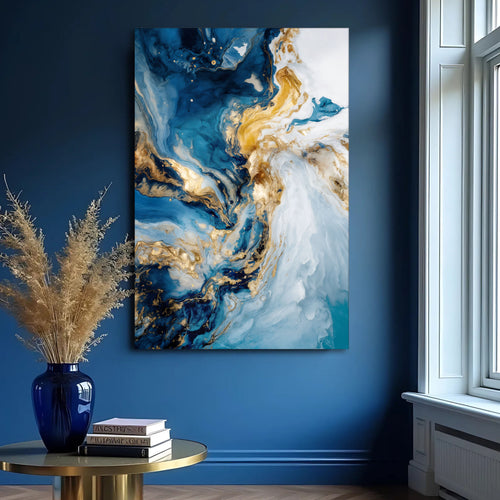 Geode Gold And Blue Marble Wall Art
