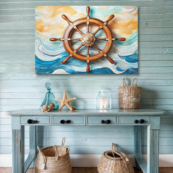 Sailboat Ship Wheel Coastal Wall Art II