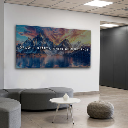 Growth Starts Where Comfort Ends Motivational Wall Sign