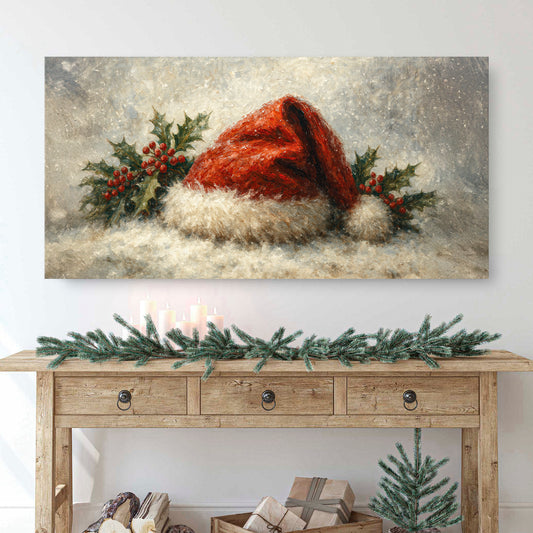 Vintage Santa Hat Christmas Wall Art