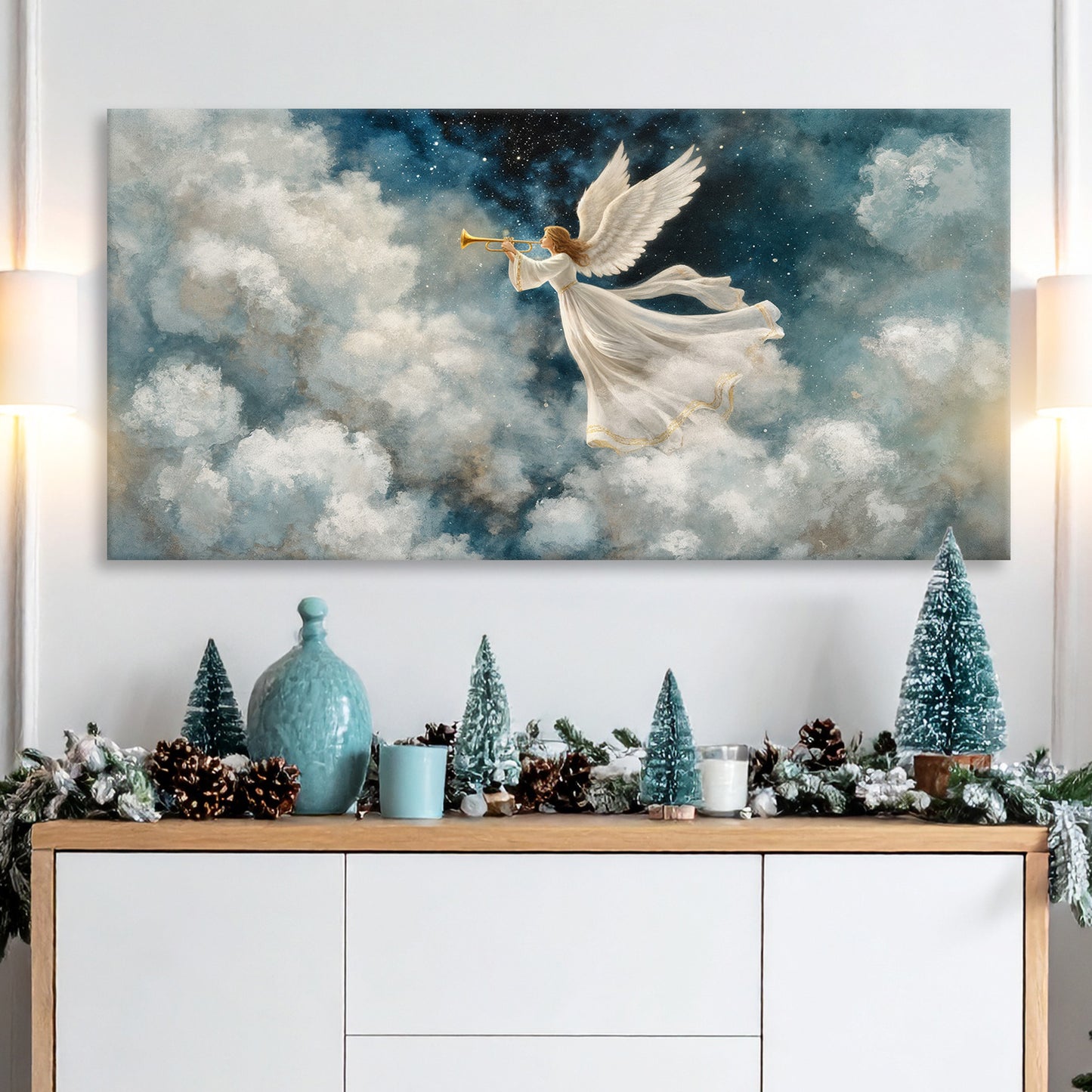 Angel Playing Trumpet Christmas Wall Art