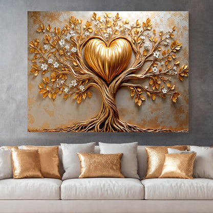 Golden Tree Heart Wall Art