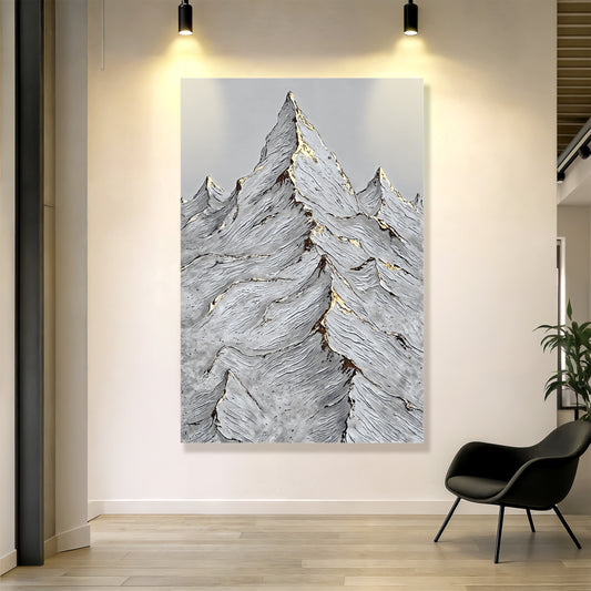 Golden Frozen Peaks Abstract Wall Art