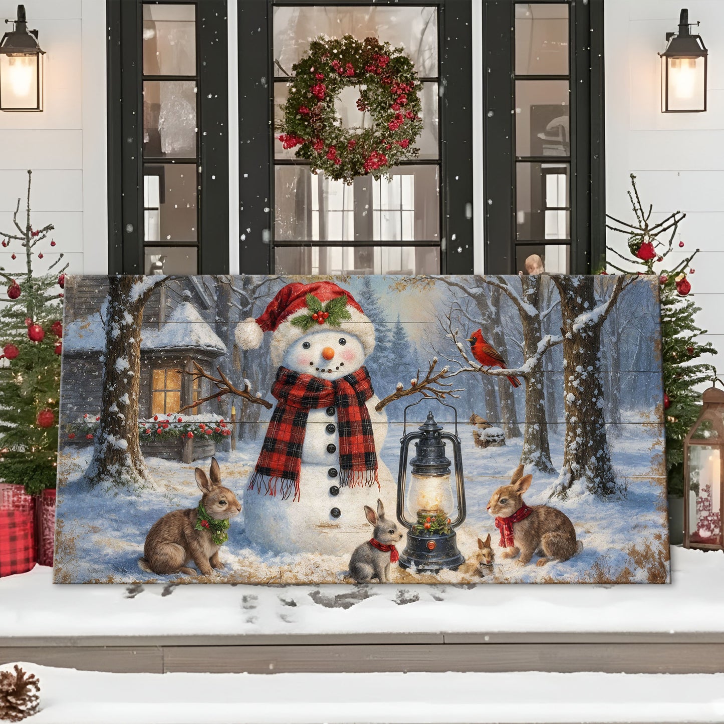 Vintage Snowman in the Snow Christmas Wall Art