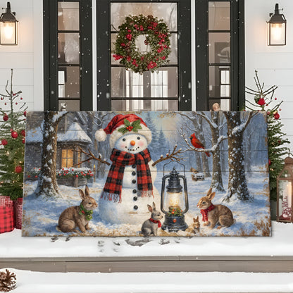 Vintage Snowman in the Snow Christmas Wall Art