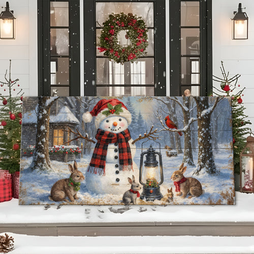 Vintage Snowman in the Snow Christmas Wall Art