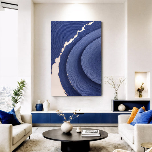 Navy Blue Acrylic Abstract Wall Art