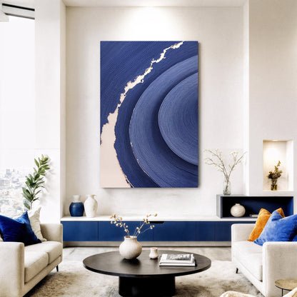 Navy Blue Acrylic Abstract Wall Art