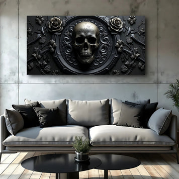 3D Rose and Skull Wall Art VI