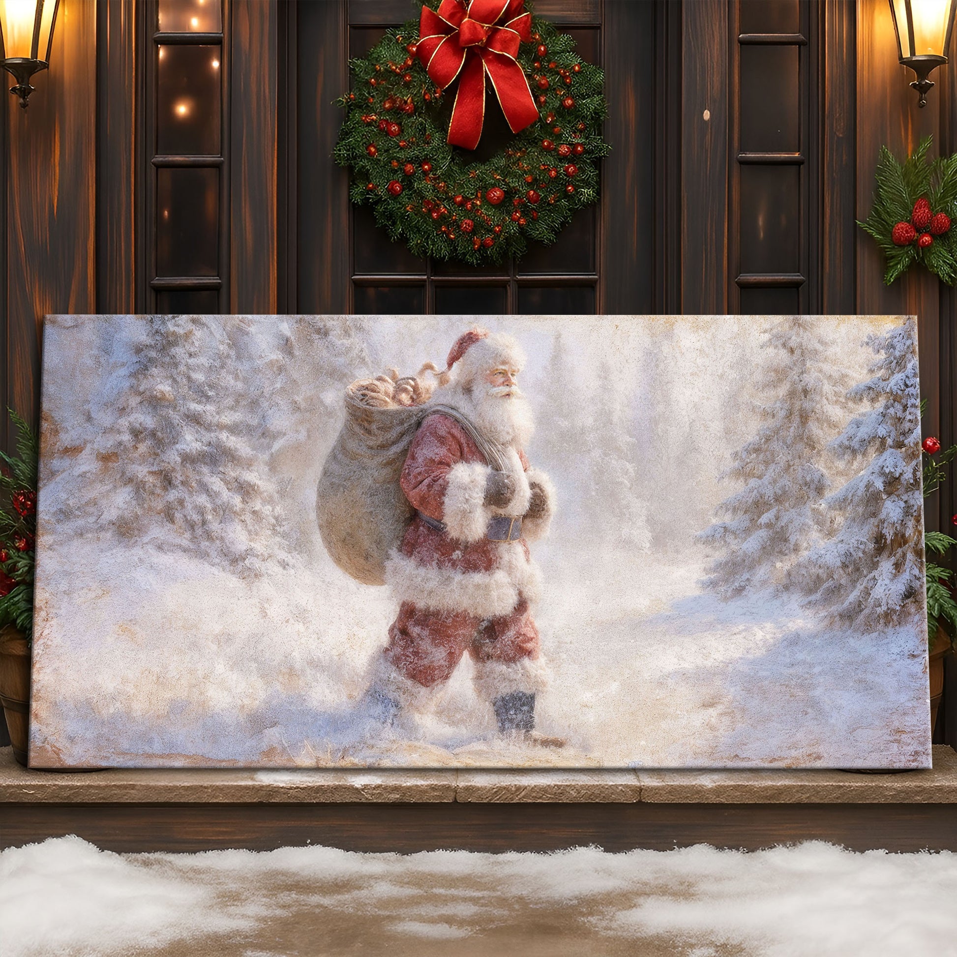 Vintage Santa in the Snow Wall Art