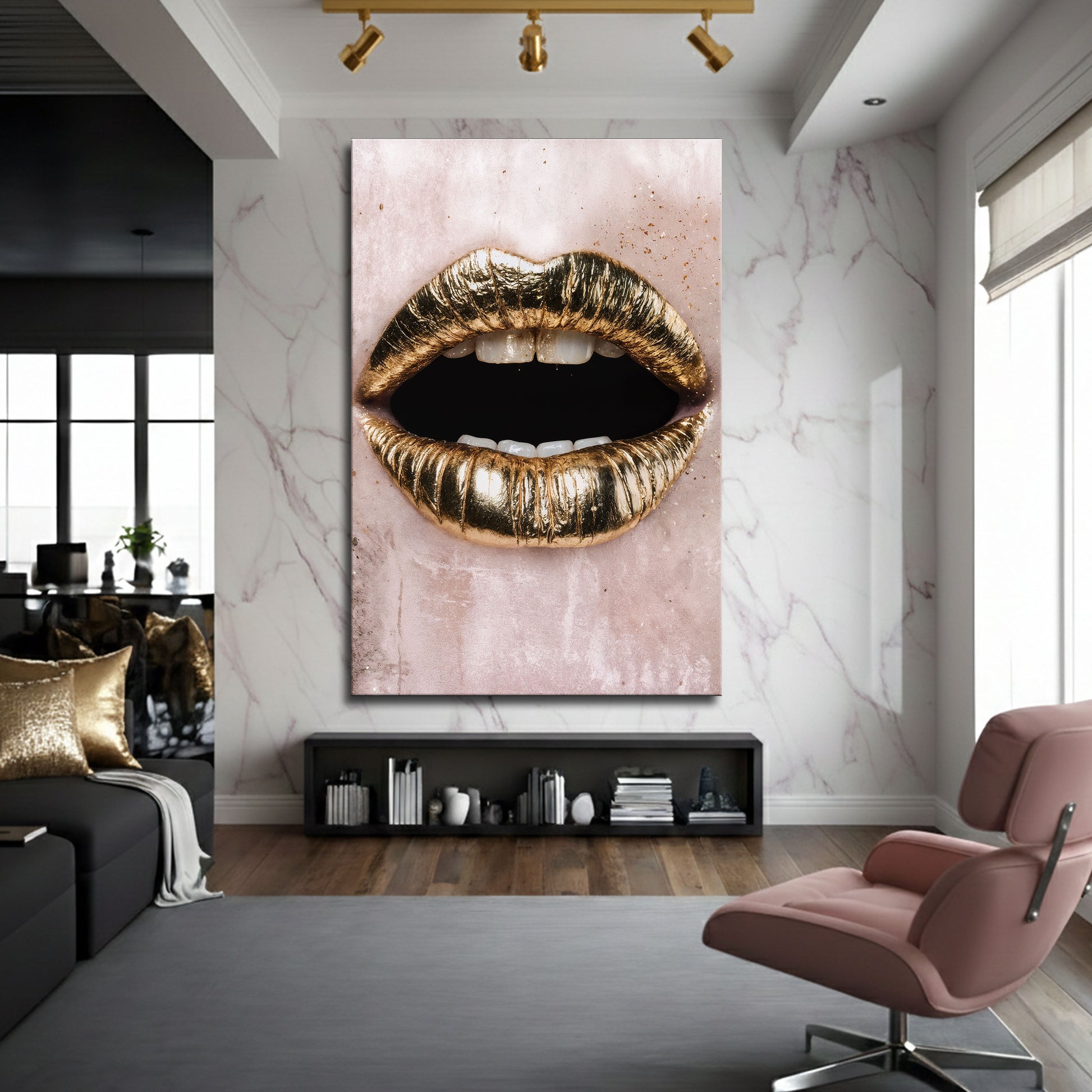 Golden Lips Wall Art