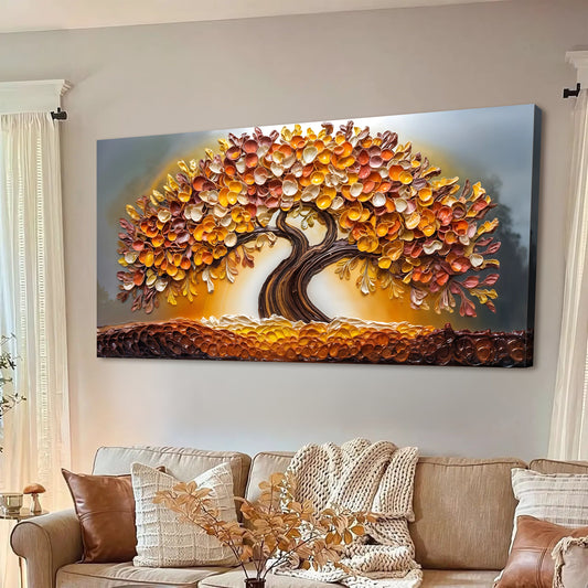 Golden Autumn Impasto Wall Art