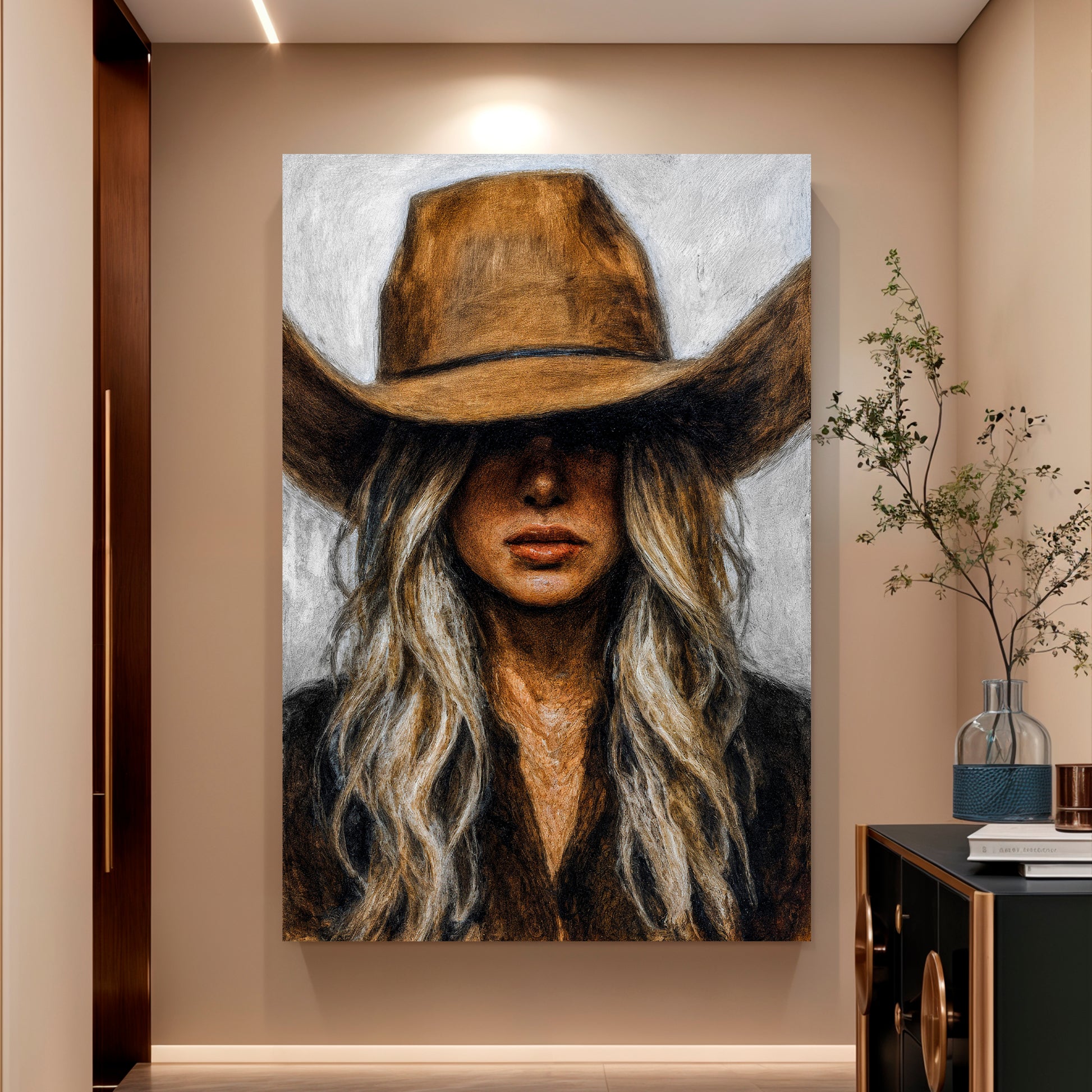 Chic Cowgirl Portrait Wall Art