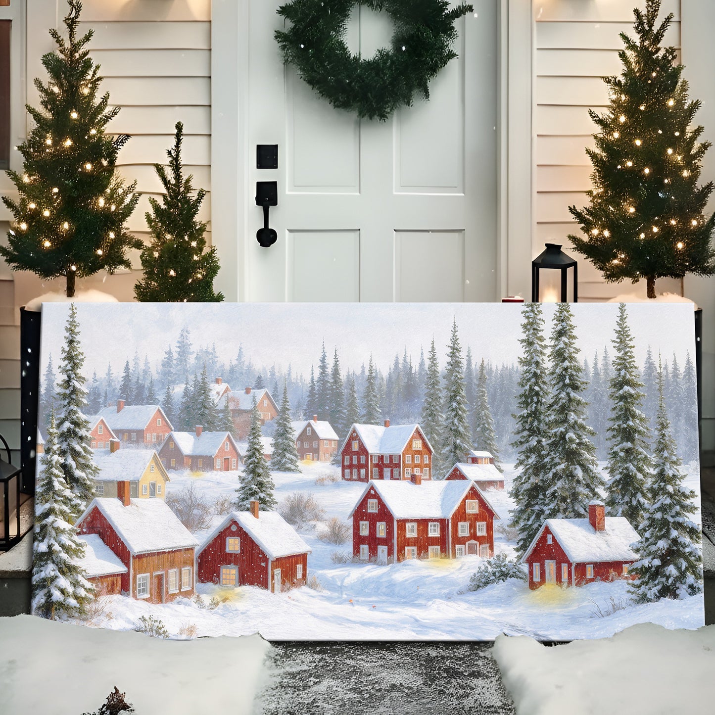 Snow Covered Homes Christmas Wall Art