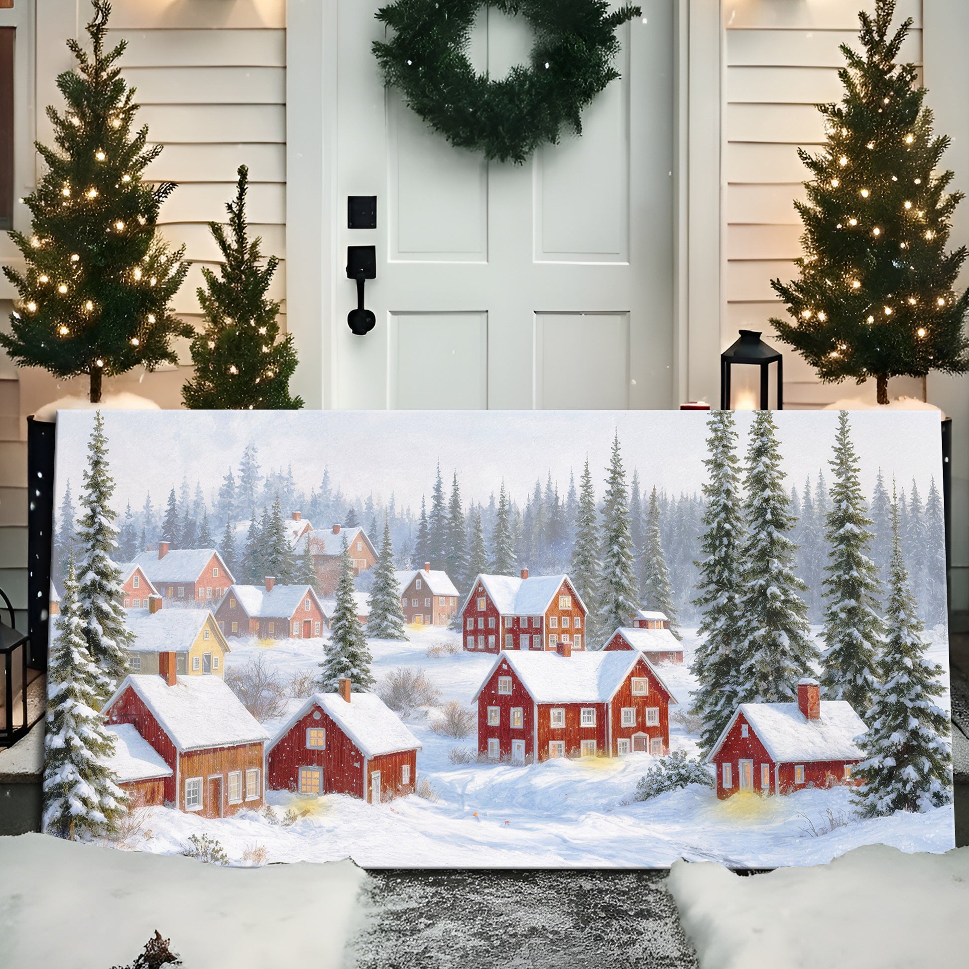 Snow Covered Homes Christmas Wall Art