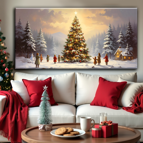 Starry Tree Gathering Christmas Wall Art