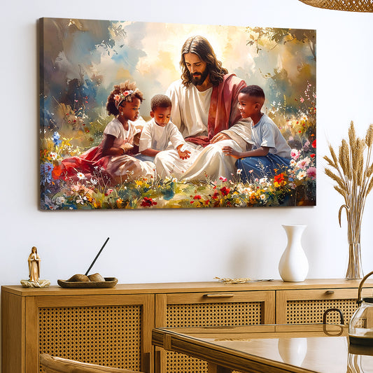 Jesus With Children Faith Wall Art V