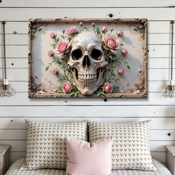 3D Rose And Skull Wall Art V