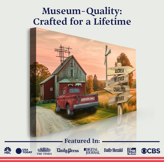 Old Truck Barn Family Names Sign