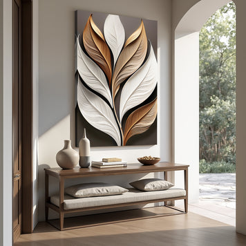 Elegant 3D Textured Leaf Wall Art