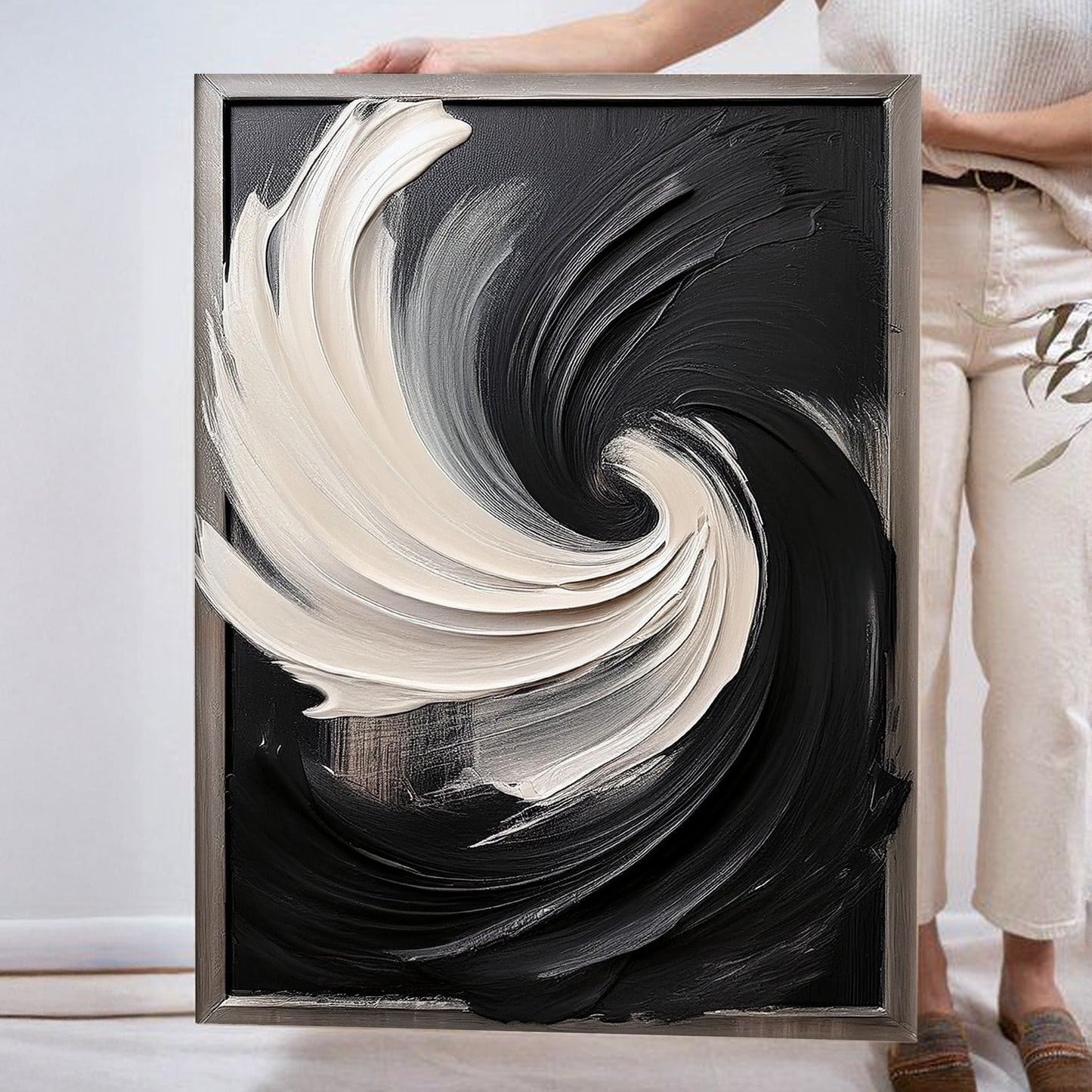 Black and White Vortex Abstract Wall Art