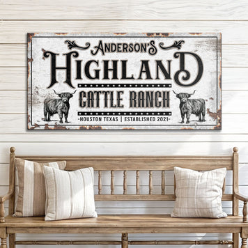 Personalized Highland Cattle Ranch Sign II