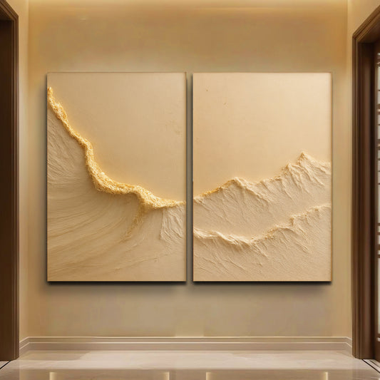 Neutral Ocean Waves Duo Wall Art