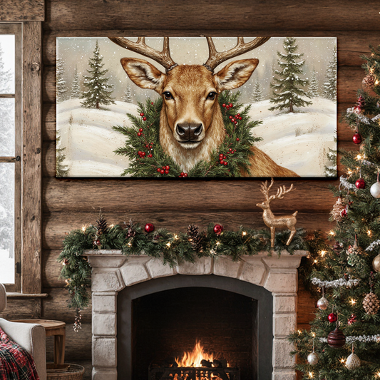 Vintage Christmas Deer Wall Art